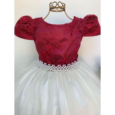 Vestido Infantil Marsala e Saia OFF Damas de Honra Casamento