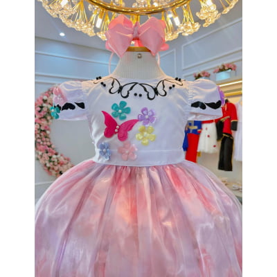 Vestido Infantil Jardim Encantado Festas C/ Apliques