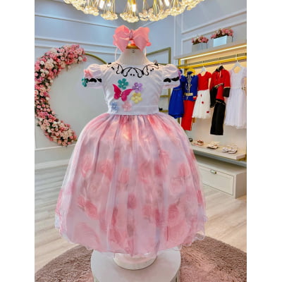 Vestido Infantil Jardim Encantado Festas C/ Apliques