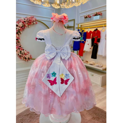 Vestido Infantil Jardim Encantado Festas C/ Apliques