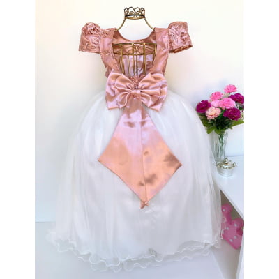 Vestido Infantil Nude e Saia OFF Damas de Honra Casamento