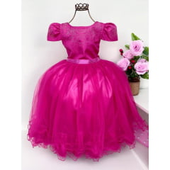 Vestido Infantil Pink C/ Strass Casamentos Luxo