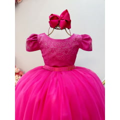 Vestido Infantil Pink C/ Strass Casamentos Luxo