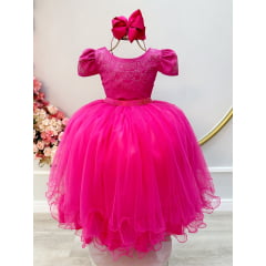 Vestido Infantil Pink C/ Strass Casamentos Luxo