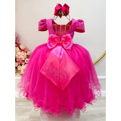 Vestido Infantil Pink C/ Strass Casamentos Luxo