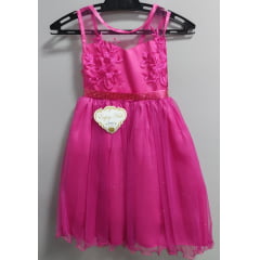 Vestido Infantil Pink Com Renda Realeza e Tule Glitter