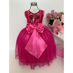 Vestido Infantil Pink Renda e Tule com Brilho Damas de Honra