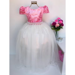 Vestido Infantil Rosa e Saia OFF Damas de Honra Casamento