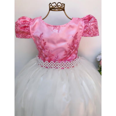 Vestido Infantil Rosa e Saia OFF Damas de Honra Casamento
