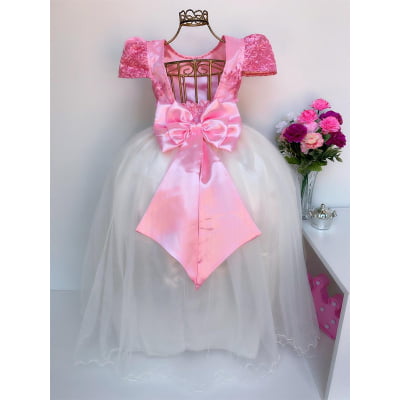 Vestido Infantil Rosa e Saia OFF Damas de Honra Casamento
