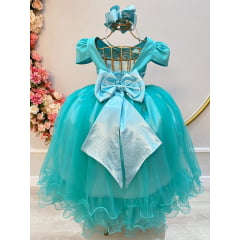 Vestido Infantil Verde C/ Strass Casamentos Luxo