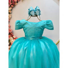 Vestido Infantil Verde C/ Strass Casamentos Luxo