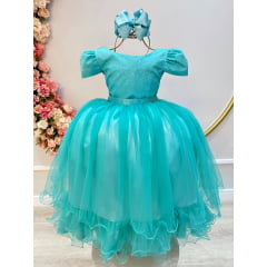 Vestido Infantil Verde C/ Strass Casamentos Luxo