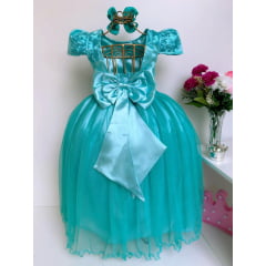 Vestido Infantil Verde Damas de Honra Casamento Luxo Renda
