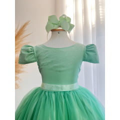 Vestido Infantil Verde Menta C/ Strass Casamentos Festas Luxo