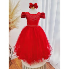 Vestido Infantil Vermelho C/ Strass Casamentos Festas Luxo