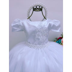 Vestido Infantil Branco Longo Damas Renda Luxo Princesas