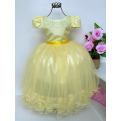 Vestido Infantil Amarelo C/ Strass Casamentos Luxo