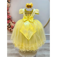 Vestido Infantil Amarelo C/ Strass Casamentos Luxo