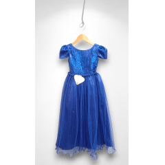 Vestido Infantil Azul Royal Longo Damas C/ Renda Casamento