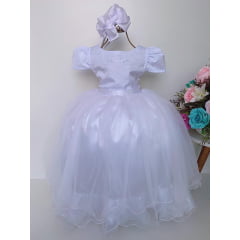 Vestido Infantil Branco Damas Luxo Brilho Festa Casamento