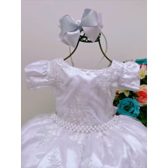 Vestido Infantil Branco Damas Renda de Luxo Princesas
