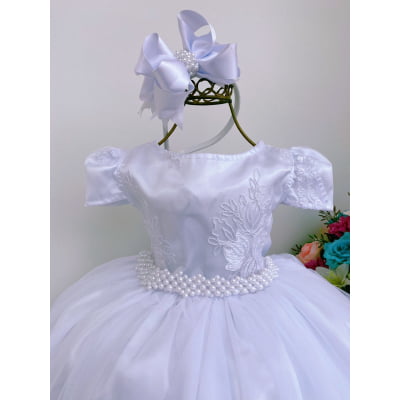 Vestido Infantil Branco Longo Damas Renda Luxo