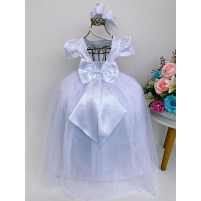 Vestido Infantil Branco Longo Damas Renda Luxo