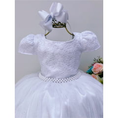 Vestido Infantil Branco Longo Damas Renda Princesas Luxo