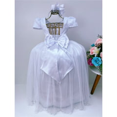Vestido Infantil Branco Longo Damas Renda Princesas Luxo