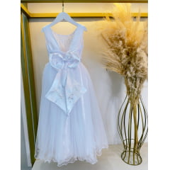 Vestido Infantil Damas de Honra Longo Branco Pérolas