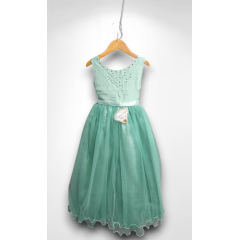 Vestido Infantil Damas de Honra Longo Verde Menta Strass