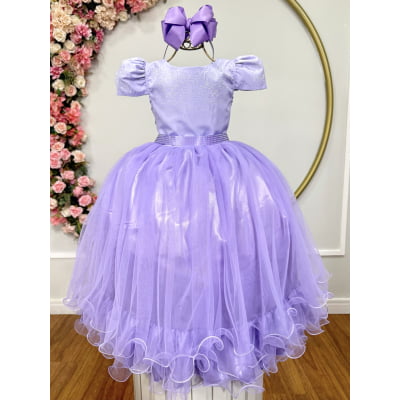 Vestido Infantil Lilás C/ Strass Casamentos Festas Luxo