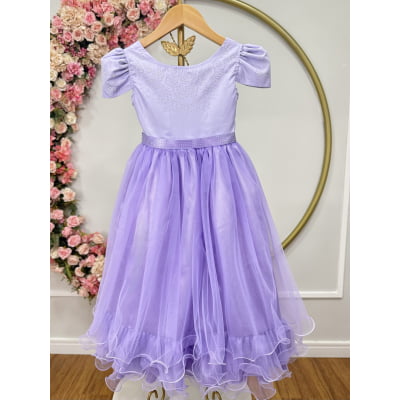 Vestido Infantil Lilás C/ Strass Casamentos Festas Luxo