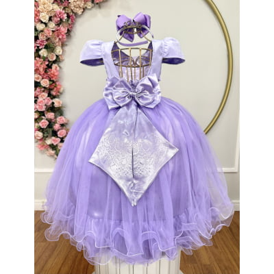Vestido Infantil Lilás C/ Strass Casamentos Festas Luxo