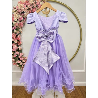 Vestido Infantil Lilás C/ Strass Casamentos Festas Luxo