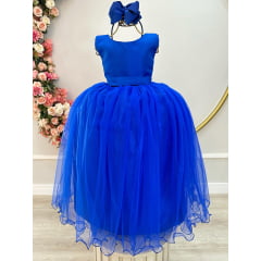 Vestido Infantil Longo Azul Royal Daminhas Festas Luxo