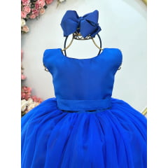 Vestido Infantil Longo Azul Royal Daminhas Festas Luxo