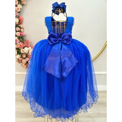 Vestido Infantil Longo Azul Royal Daminhas Festas Luxo