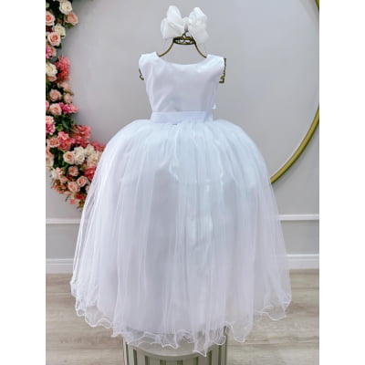Vestido Infantil Longo Branco Daminhas Casamentos Luxo Vestido Infantil Longo Branco Daminhas Casamentos Luxo