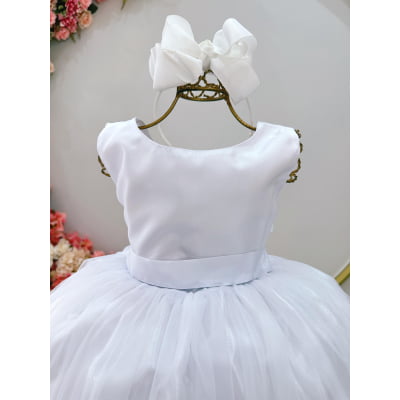 Vestido Infantil Longo Branco Daminhas Casamentos Luxo