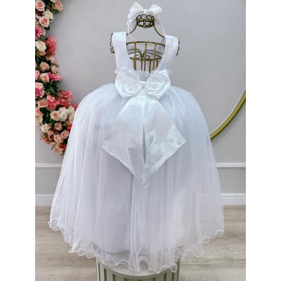 Vestido Infantil Longo Branco Daminhas Casamentos Luxo