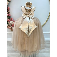 Vestido Infantil Longo Dourado Daminhas Casamentos Luxo
