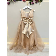Vestido Infantil Longo Dourado Daminhas Casamentos Luxo