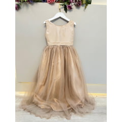 Vestido Infantil Longo Dourado Daminhas Casamentos Luxo