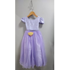 Vestido Infantil Longo Lilás C/ Strass e Pérolas Damas