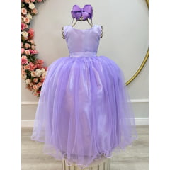 Vestido Infantil Longo Lilás Daminhas Festas Luxo