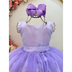 Vestido Infantil Longo Lilás Daminhas Festas Luxo
