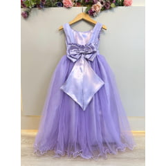 Vestido Infantil Longo Lilás Daminhas Festas Luxo