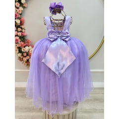 Vestido Infantil Longo Lilás Daminhas Festas Luxo